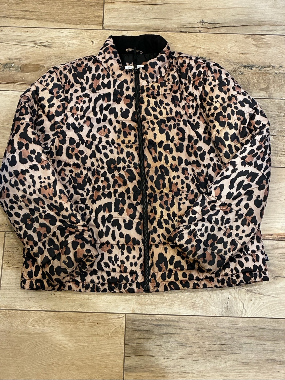 GAP Leopard Print Puffer Jacket - Black, Brown, Tan